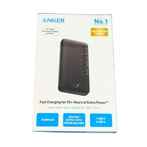 Cc5Uf Anker Power Bank 20000mAh, 20W, 3-Port,USB-C & 2 USB-A)‎ W/PD Black Read⬇️